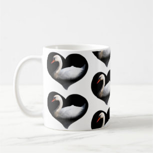 Weißschwan auf schwarz kaffeetasse