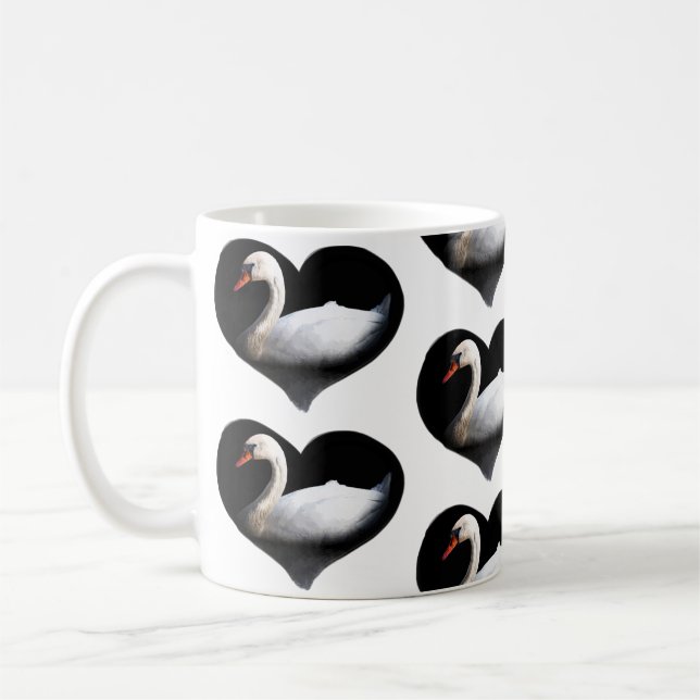 Weißschwan auf schwarz kaffeetasse (Links)