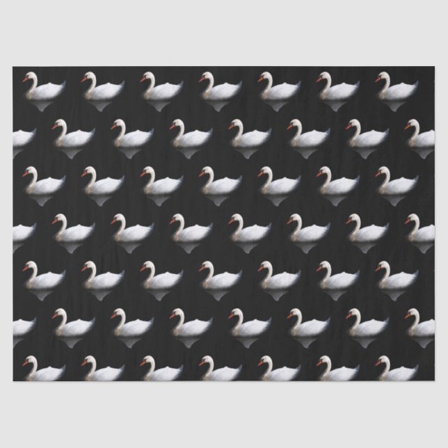 Weißschwan auf schwarz seidenpapier (Vorderseite)