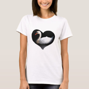 Weißschwan auf schwarz T-Shirt