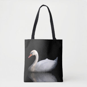 Weißschwan auf schwarz tasche
