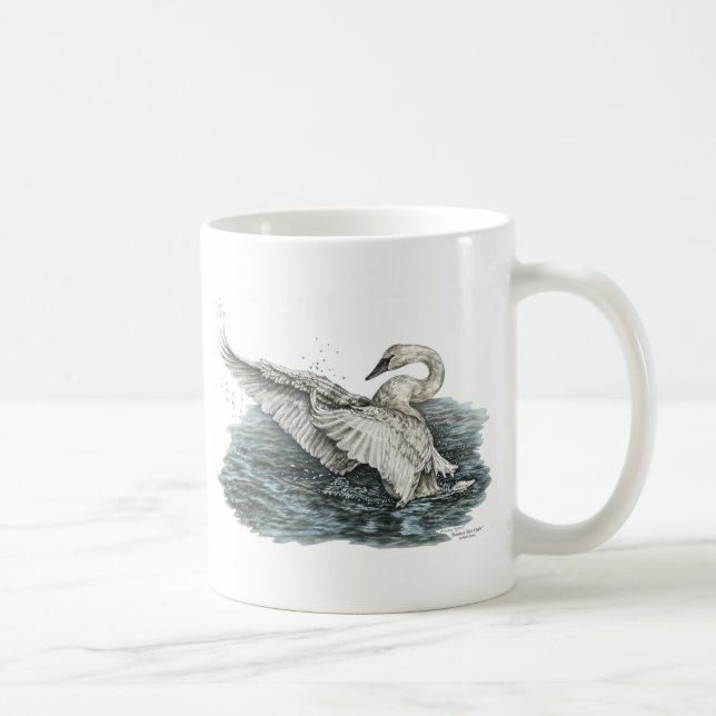 Weißschwan auf Wasser Kaffeetasse (Rechts)