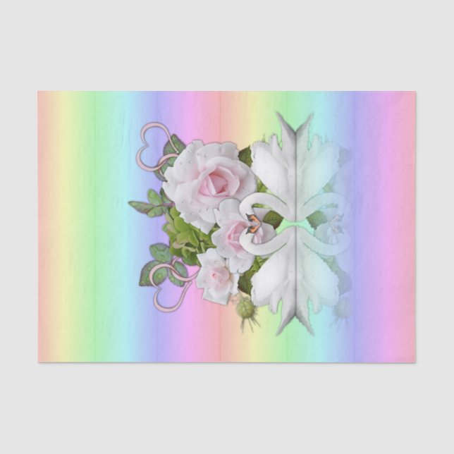 Weißschwäne aus Tissue Paper Pastellfarben Seidenpapier (Vorderseite)