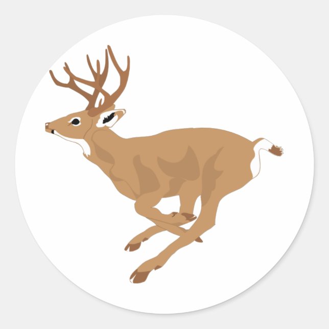 Weißschwanzhirsche (Buck) Laufen/Galloping Runder Aufkleber (Vorderseite)