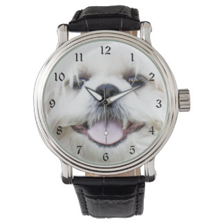 Weißshih tzu-Gesicht Armbanduhr