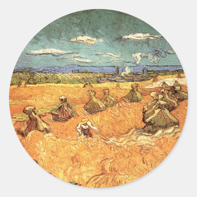 Weißstapel mit Sensenmann von Vincent van Gogh Runder Aufkleber (Vorderseite)