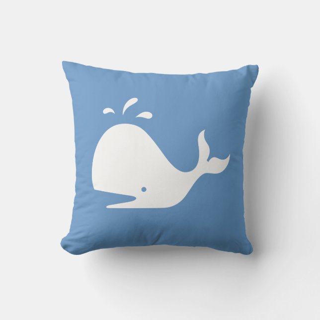 Weißwal aus CARTOON auf blauem Kissen (Vorderseite)