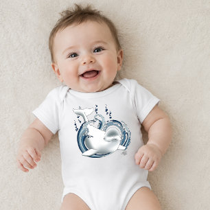 Weißwal Blau Baby Strampler