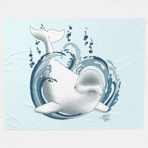 Weißwal Blau Fleecedecke