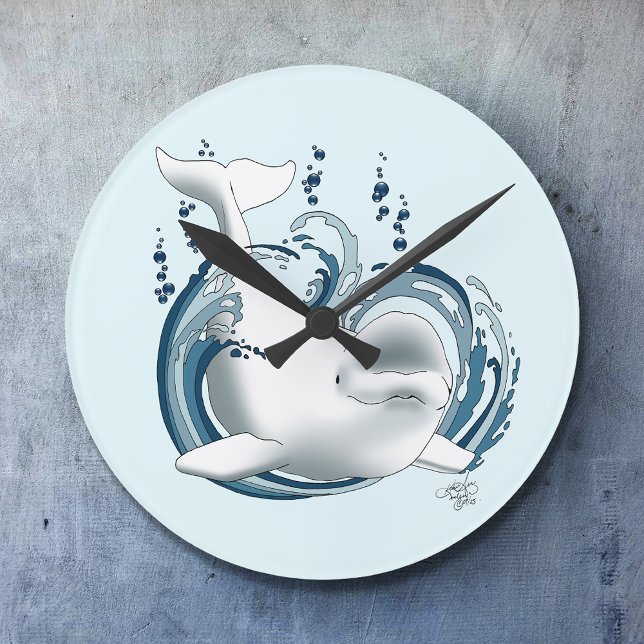 Weißwal Blau Runde Wanduhr (Von Creator hochgeladen)
