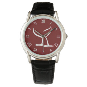 Weißwal-Schwanz auf römisch-römischen Roten Zah Armbanduhr