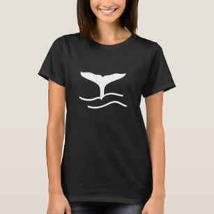 Weißwal-Schwanz auf Schwarz T-Shirt