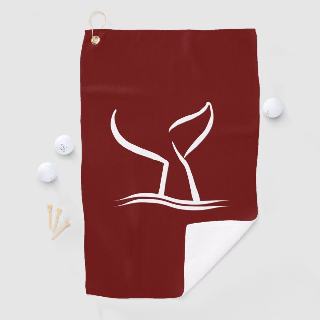 Weißwal Schwanz Dunkelrot Golfhandtuch (Insitu)