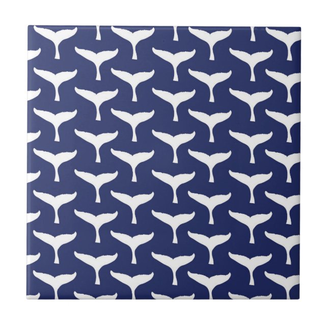 Weißwal Schwanz Sea Animal Blue Ocean Marine Fliese (Vorderseite)