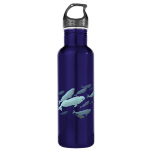 Weißwal-Wal-Kunst-Meeresflora und -fauna Edelstahlflasche