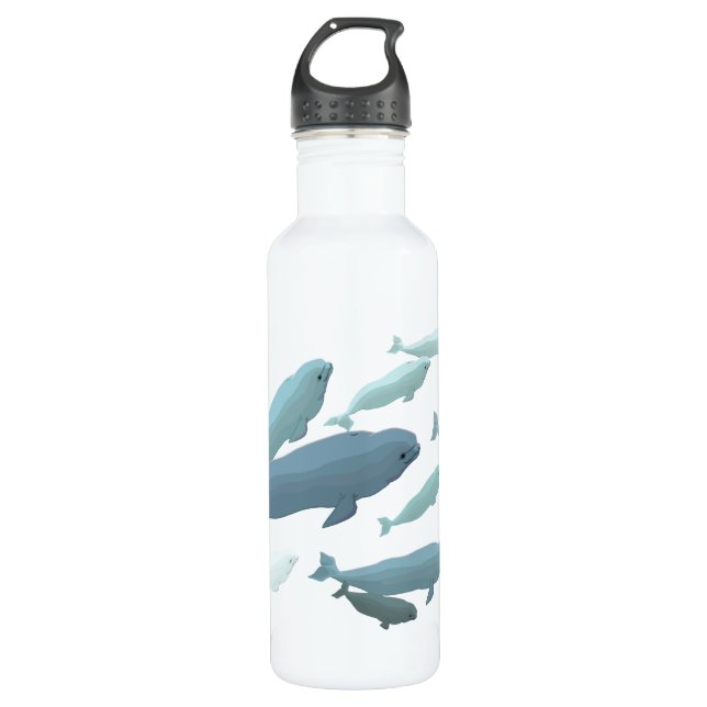 Weißwal-Wal-Kunst-Meeresflora und -fauna Trinkflasche (Vorderseite)