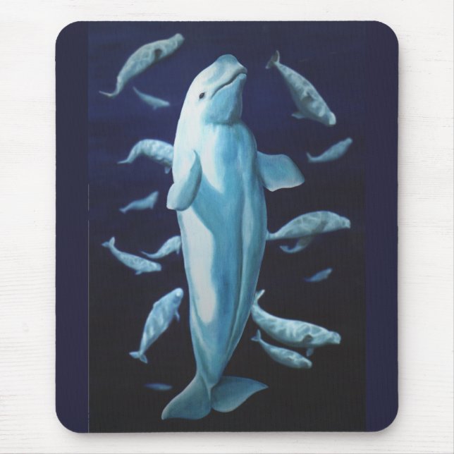 Weißwal-Wal-Kunst Mousepad Wal-Malerei-Dekor (Vorne)