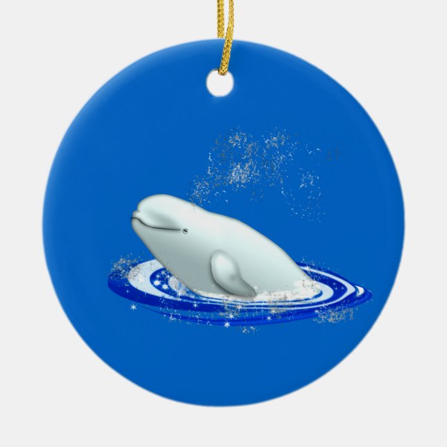 Weißwal-Wal-Weihnachtsverzierung Keramikornament (Vorne)