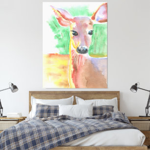 Weißwedelhirsch-Aquarell Leinwanddruck
