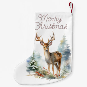 Weißwedelhirsch-Aquarell-Weihnachtsstrumpf Kleiner Weihnachtsstrumpf