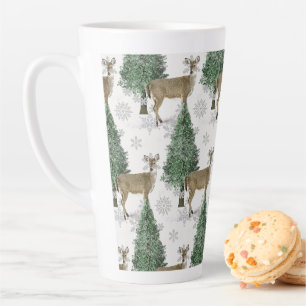 Weißwedelhirsch mit Schneeflocken im Winter zu Hau Milchtasse