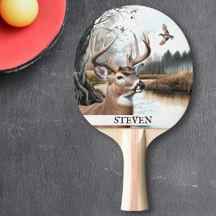 Weißwedelhirsch Natur Szene Stockente Tischtennis Schläger