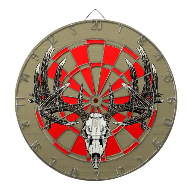 Weißwedelhirsch-Schädel vintage Dartscheibe (vorne)