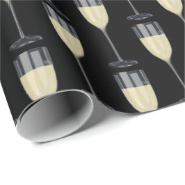 Weißwein aus Glas auf schwarz Geschenkpapier