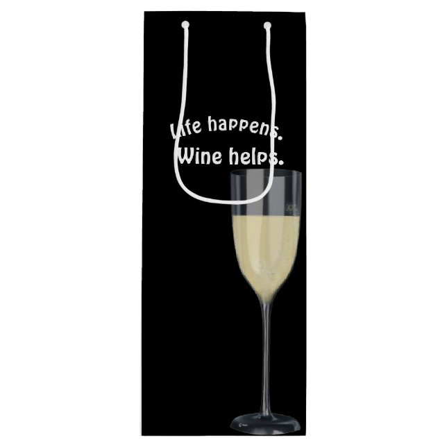 Weißwein mit Zitat Geschenktüte Für Weinflaschen (Vorderseite)