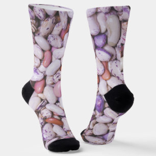Weißweiße und lila coole Bohnen Socken