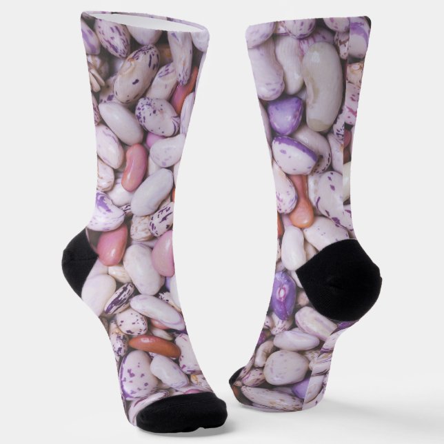 Weißweiße und lila coole Bohnen Socken (Gewinkelt)