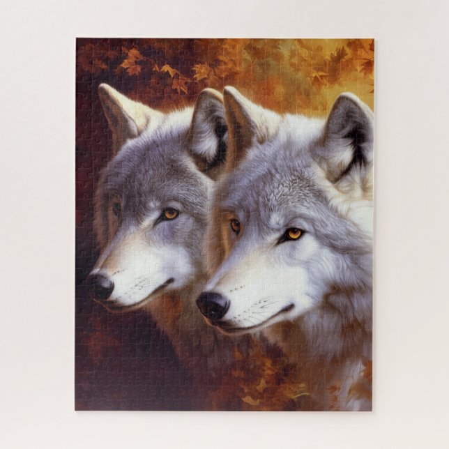 Weißwölfe Portrait Puzzle (Vertikal)