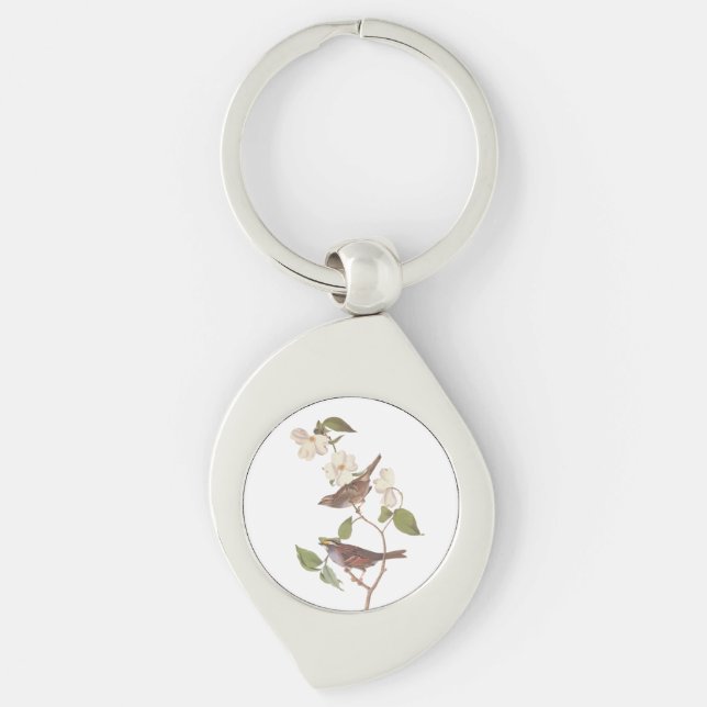 Weißwurzelammer Audubon-Vogel in Dogwood Schlüsselanhänger (Vorderseite)