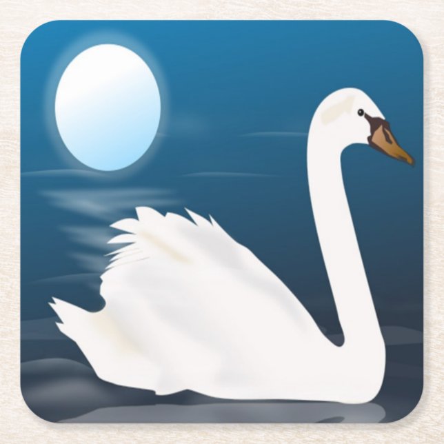 WEISZER SCHWAN RECHTECKIGER PAPPUNTERSETZER (Vorderseite)
