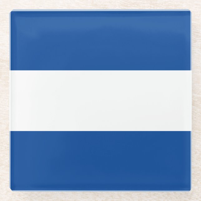 Weite Sporty Dicke weiße blaue Streifen Glasuntersetzer (Vorderseite)