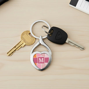 Weite Streifen mit Monogramm Schlüsselanhänger