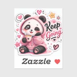 Weiter geht's – Cozy Panda Motivationsaufkleber Aufkleber