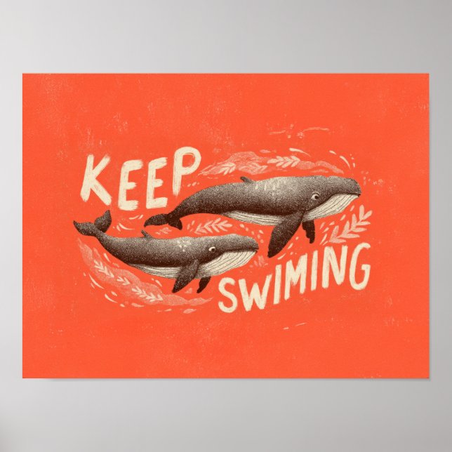 Weiter Schwimmen Wale Poster (Vorne)