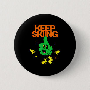 Weiter skifahren, Daumen hoch, Berghang Winter Button