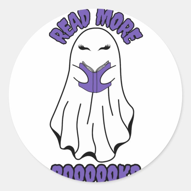 Weitere Bücher Halloween Ghost Lila Runder Aufkleber (Vorderseite)