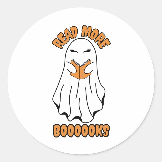 Weitere Bücher Halloween Ghost Orange Runder Aufkleber (Vorderseite)