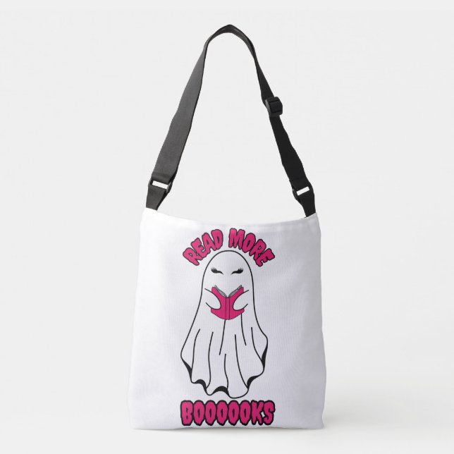 Weitere Bücher Halloween Ghost Pink Tragetaschen Mit Langen Trägern (Vorderseite)