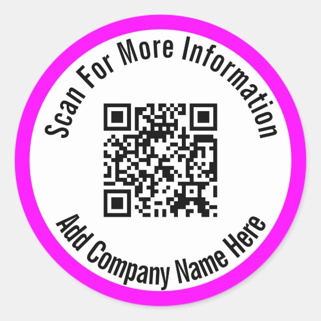 Weitere Informationen suchen Magenta White QR Code Runder Aufkleber (Vorderseite)