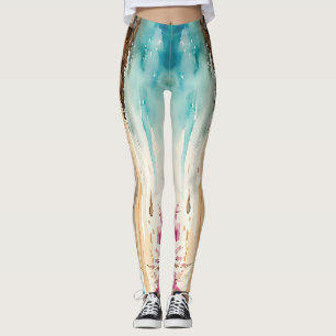 Weites Seascape Mediterranes Dorf am Meer Leggings