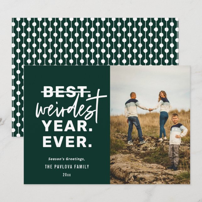 Weitestes Jahr je Spaß Grün Feiertagskarte (Vorne/Hinten)