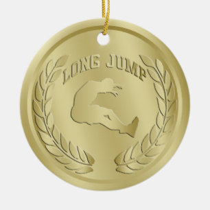 Weitsprung-Gold tonte Medaillen-Verzierung Keramik Ornament