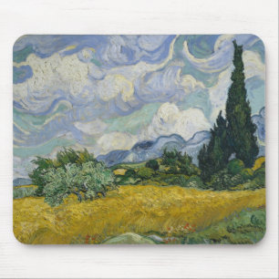 Weizen-Feld mit Zypressen durch Vincent van Gogh Mousepad