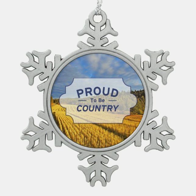 Weizen-Feld nach Ernte Schneeflocken Zinn-Ornament (Vorderseite)