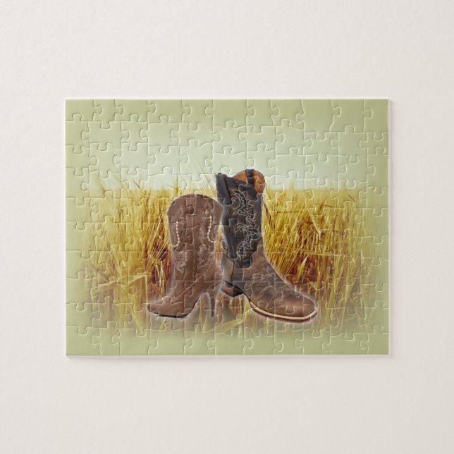 Weizen-Feld-Westernland-Cowboystiefel (Horizontal)