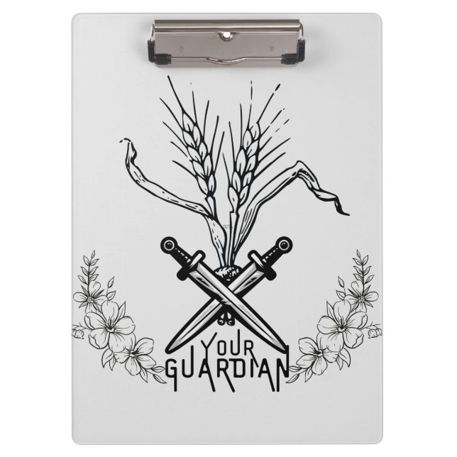 Weizen, Schwert und Guardian Simple Classic Logo Klemmbrett (Vorderseite)